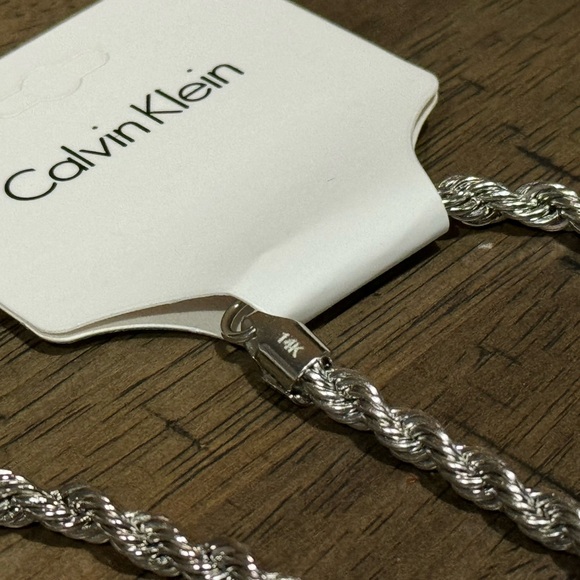 CK9. CALVIN KLEIN 14K Gold-Plated Twisted Rope Necklace 24” Chain NEW - Picture 2 of 3